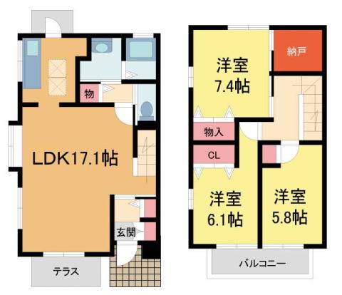 シャーメゾン菊谷(3LDK/1階)の間取り写真
