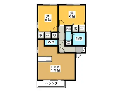 メイユール 各務野(2LDK/2階)の間取り写真