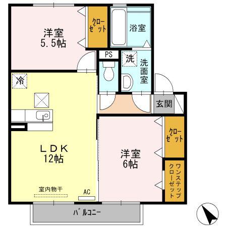 リヴェール(2LDK/1階)の間取り写真