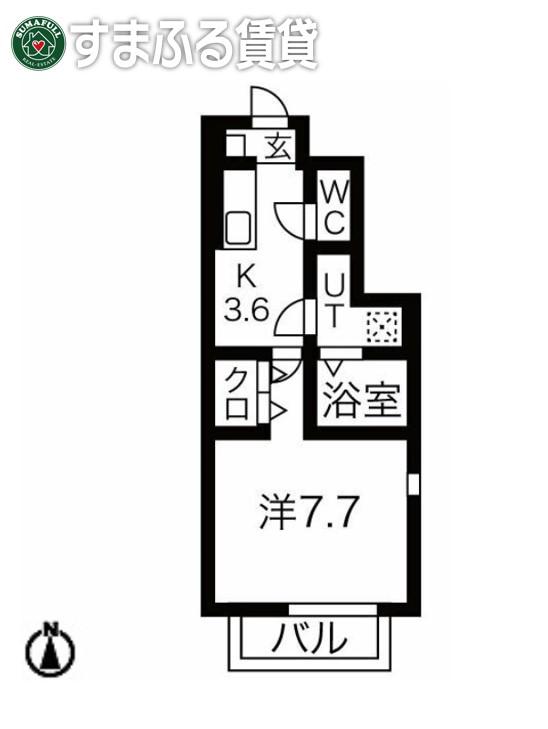 BLUE CUBE 12(1K/1階)の間取り写真