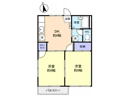 ハイツヤマザキ(2DK/2階)の間取り写真