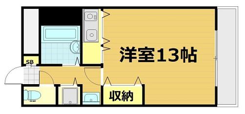 シャトレ豊津II(ワンルーム/4階)の間取り写真
