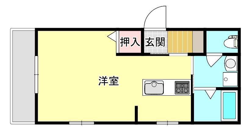 GARDEN・HOUSE奥田(1K/1階)の間取り写真