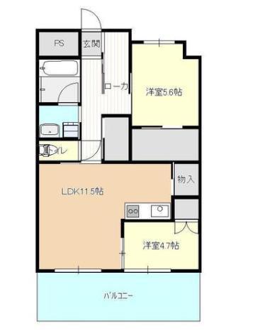 ディアコート新栄(2LDK/8階)の間取り写真