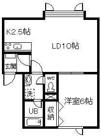 コーポ21世紀III(1LDK/2階)の間取り写真