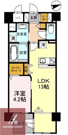グランデュール(1LDK/3階)の間取り写真