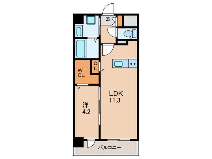 PROSPERER大手町(1LDK/2階)の間取り写真