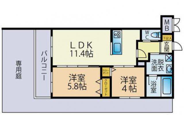 MITTE(2LDK/2階)の間取り写真