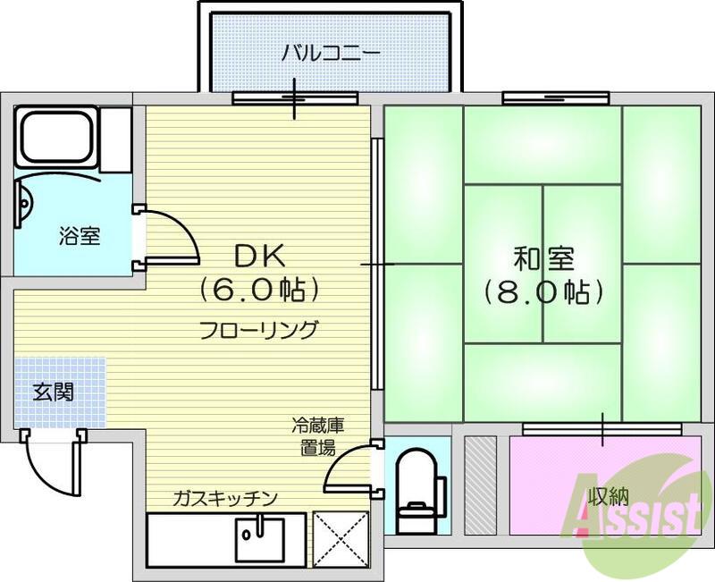 庄司コーポ(1DK/5階)の間取り写真
