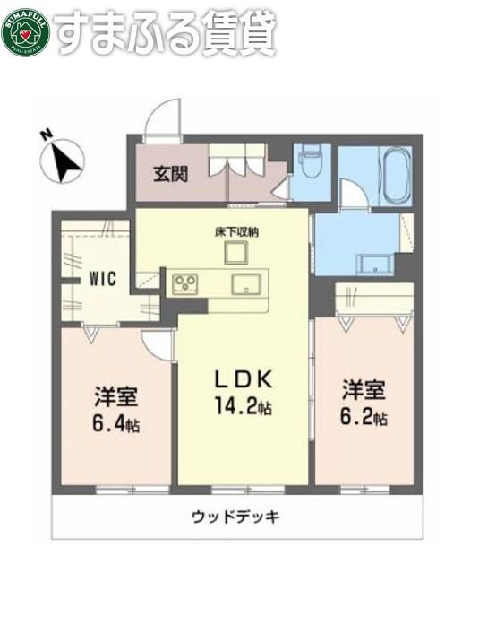 ヴェネ・シャルム(2LDK/1階)の間取り写真