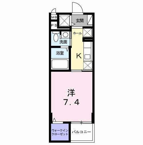 オークヴィラ(1K/2階)の間取り写真