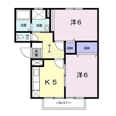 うぃすたりあI(2K/1階)の間取り写真