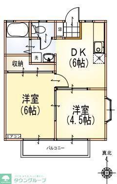 メゾンGEM(2DK/2階)の間取り写真