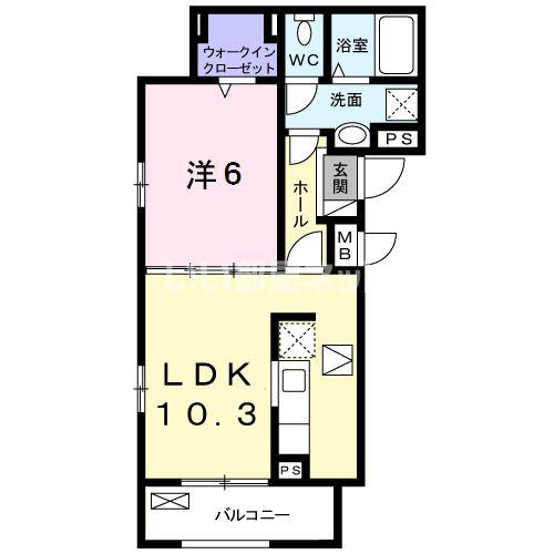 アンダンテ郡津(1LDK/3階)の間取り写真