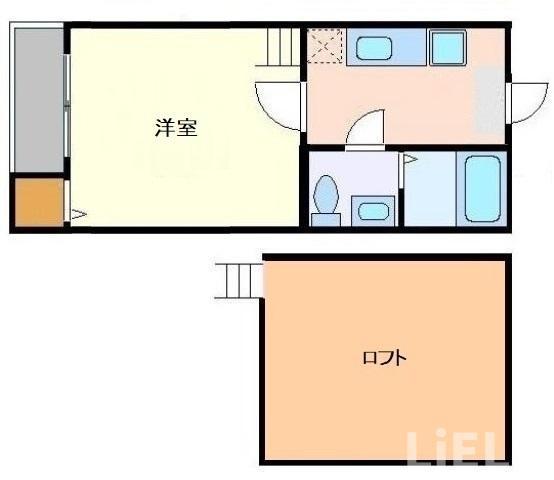 ユエヴィ台原(1K/2階)の間取り写真
