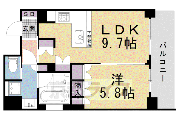 リーガル京都御所西III(1LDK/3階)の間取り写真