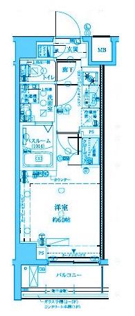 MAXIV武蔵小杉(1K/2階)の間取り写真