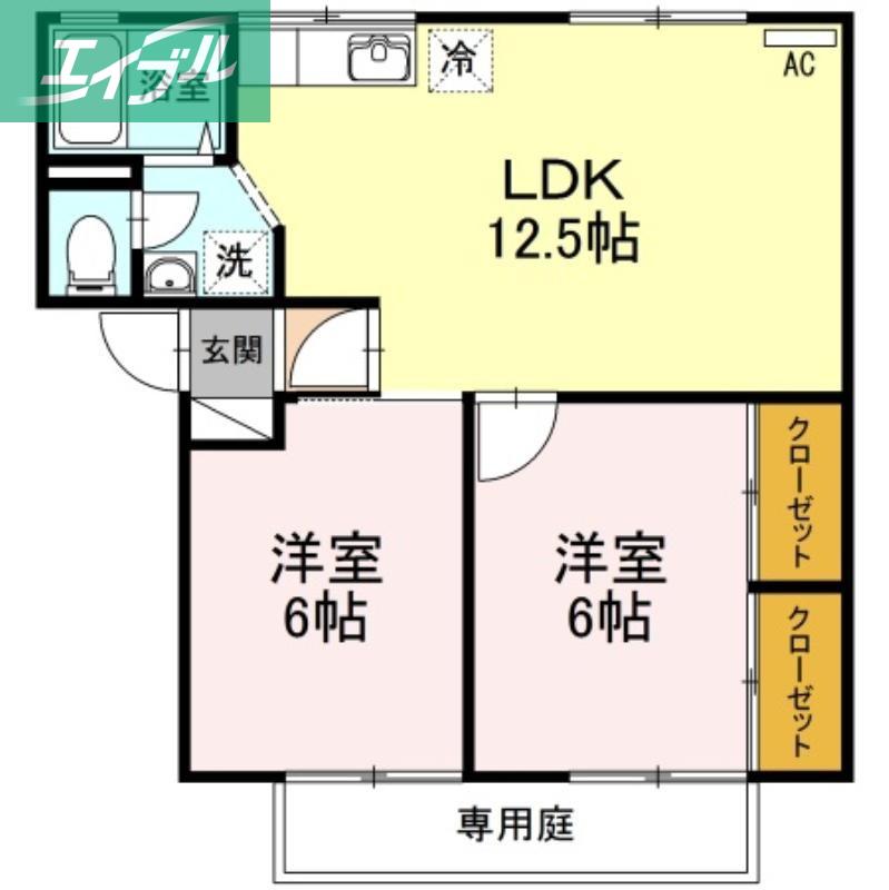 セシル豊浜(2LDK/1階)の間取り写真