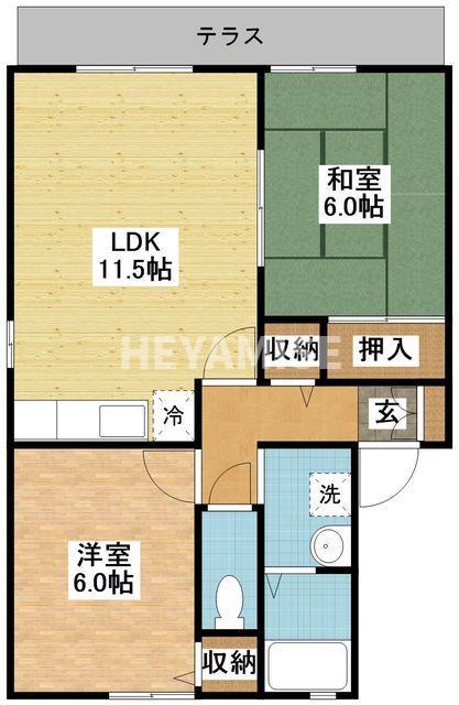 セジュールSATO・C(2LDK/1階)の間取り写真