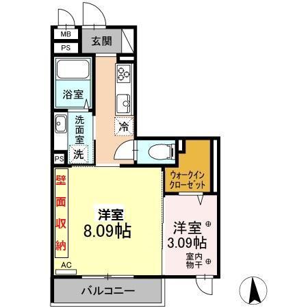グランメゾン北野(2K/1階)の間取り写真