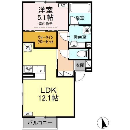 パルミエ III(1LDK/2階)の間取り写真