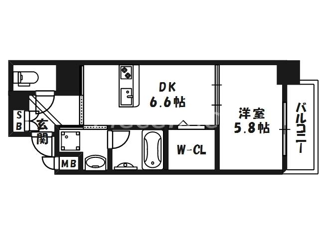 アザレア梅田(1DK/8階)の間取り写真