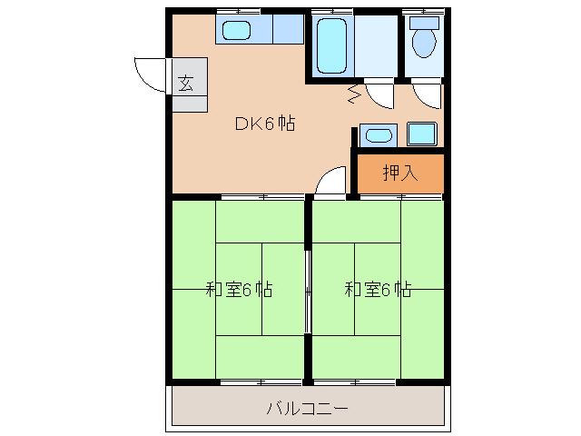 アーバンシティPART-I(2DK/2階)の間取り写真
