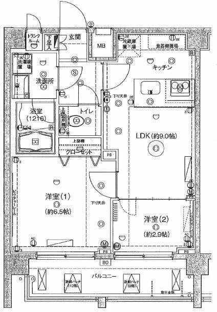 ハーモニーレジデンス羽田ウエスト(2LDK/10階)の間取り写真