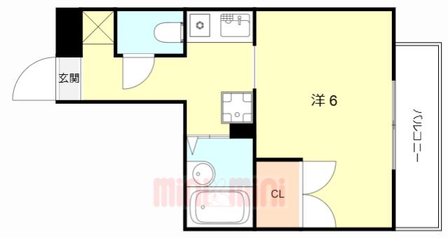 エンデバー武庫之荘(ワンルーム/3階)の間取り写真
