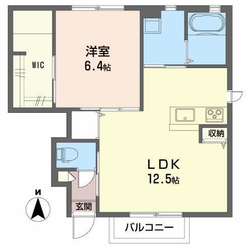 プリムヴェール(1LDK/1階)の間取り写真