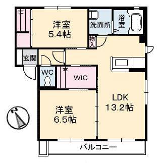 グランヴェールA棟(2LDK/1階)の間取り写真