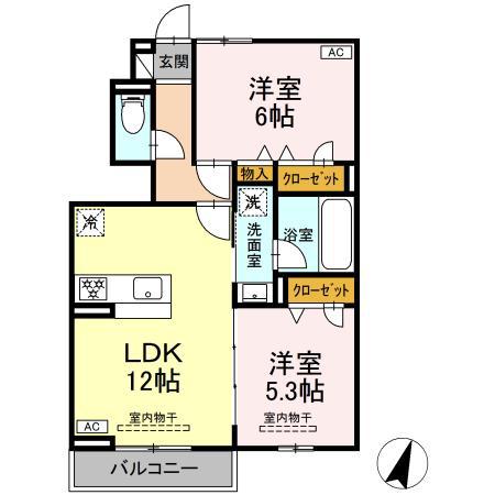 ホープ21 II(2LDK/1階)の間取り写真