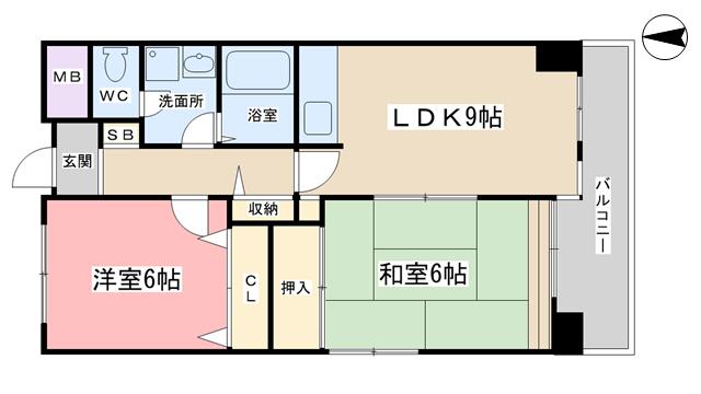 サンサーラ21(2LDK/2階)の間取り写真