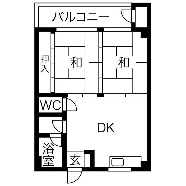 ミヅホビル(2DK/3階)の間取り写真