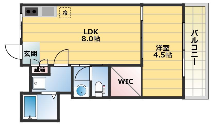 ビタミンテラス上筒井(1LDK/3階)の間取り写真