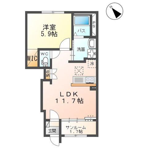 LA MAISON DE MAMAN(1LDK/1階)の間取り写真