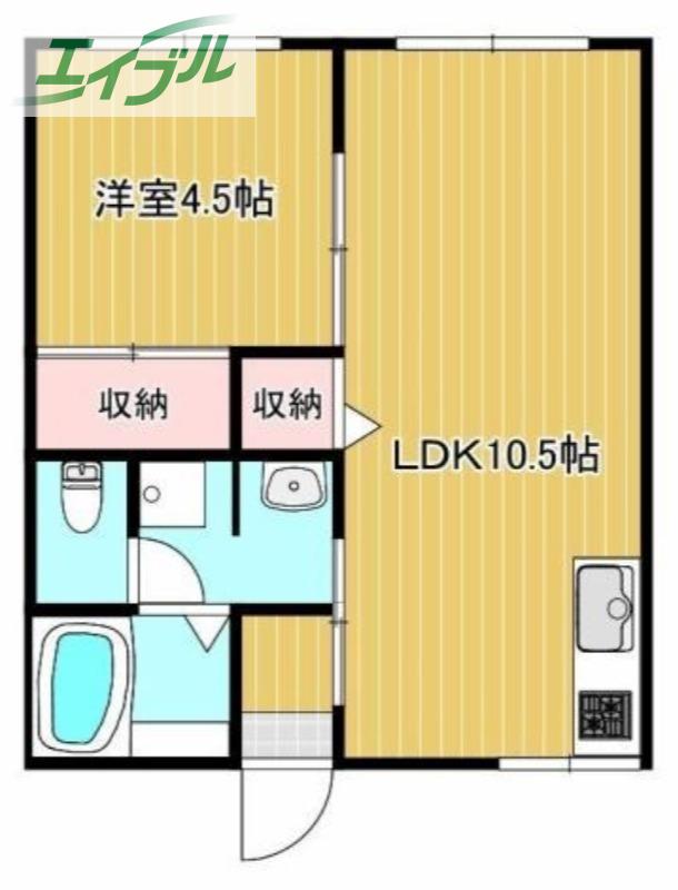コーポ朝日 B棟(1LDK/1階)の間取り写真