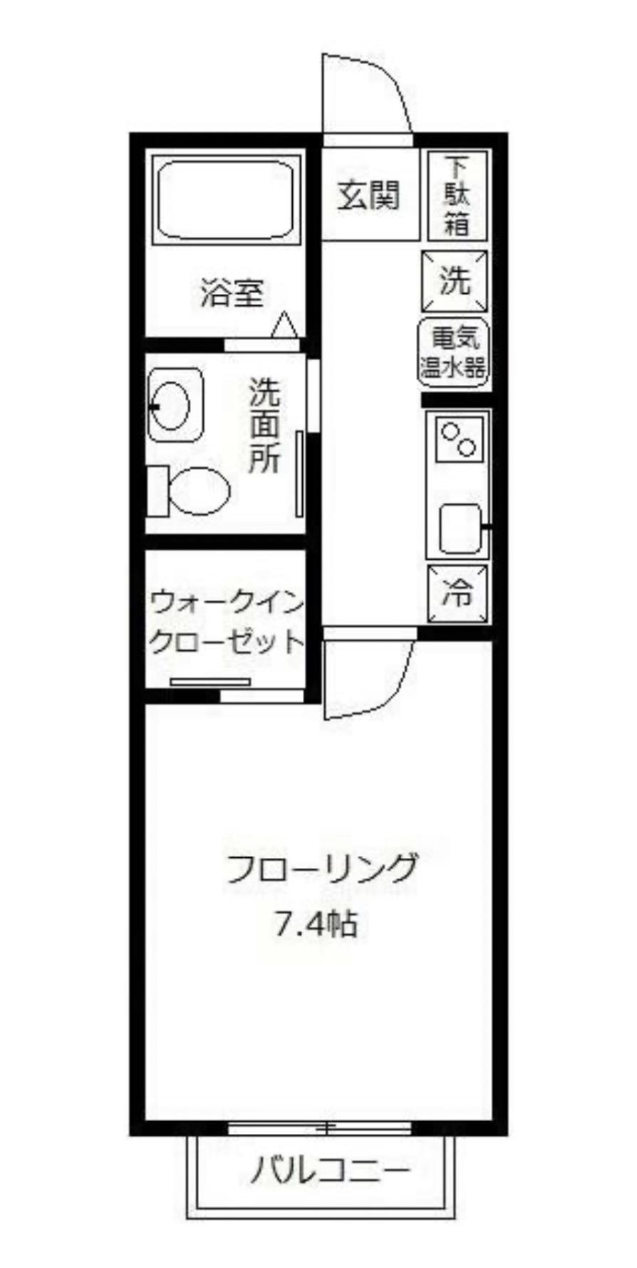 ベルメゾンK(1K/2階)の間取り写真