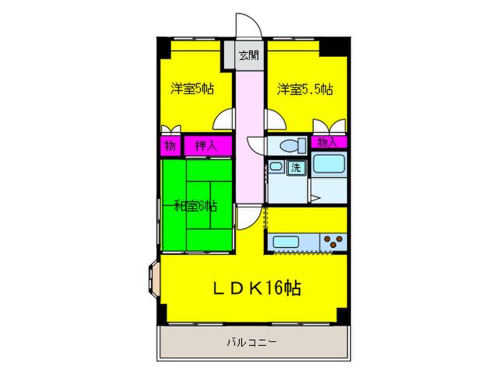 マンションソシア菊(3LDK/1階)の間取り写真