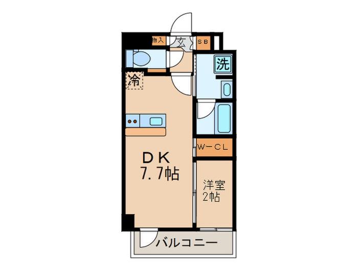 アジールコート蒲田(1DK/4階)の間取り写真