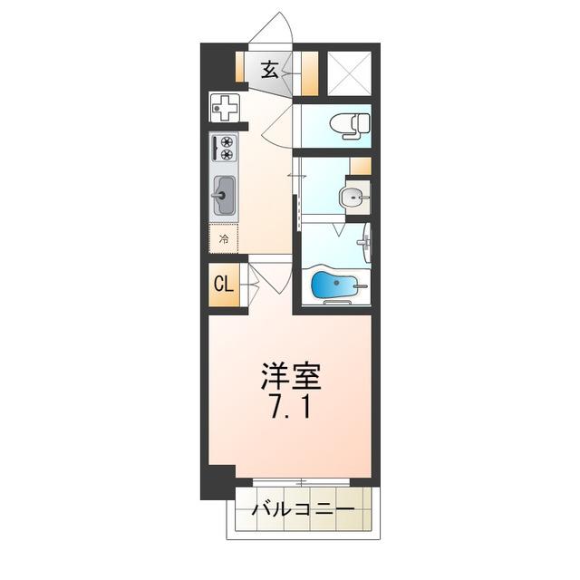 メロディア塚本(1K/10階)の間取り写真