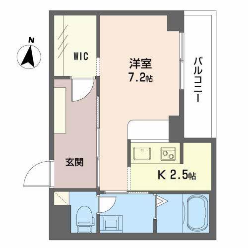 ARIES伊福町(1K/3階)の間取り写真