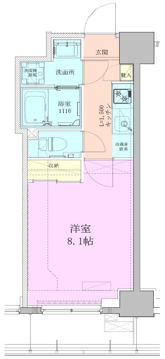 八丁堀レジデンス壱番館(1K/5階)の間取り写真