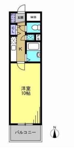 フィレンツェ(1K/4階)の間取り写真