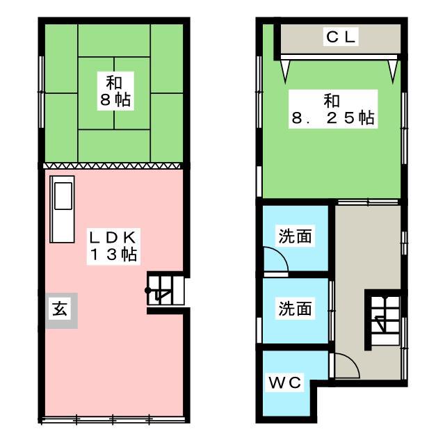 板谷マンション(2LDK/2階)の間取り写真