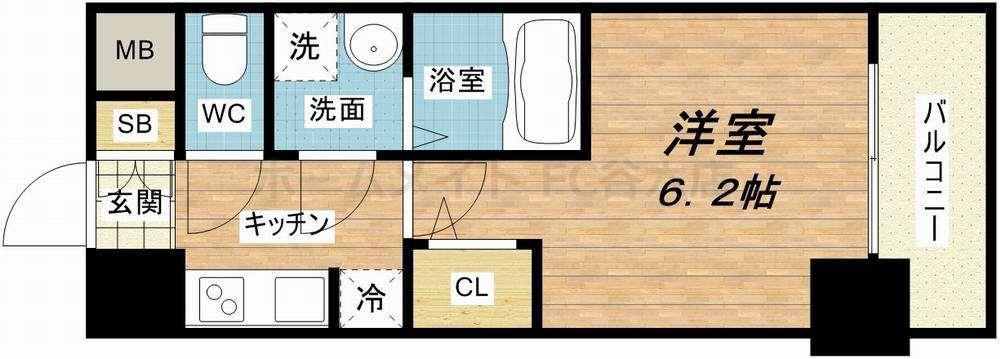 S-RESIDENCE南堀江(1K/13階)の間取り写真
