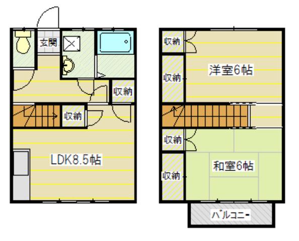 ストリートハイツイトウA(2LDK/2階)の間取り写真