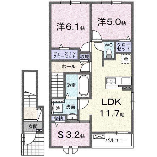 サンセールIX A(2LDK/2階)の間取り写真