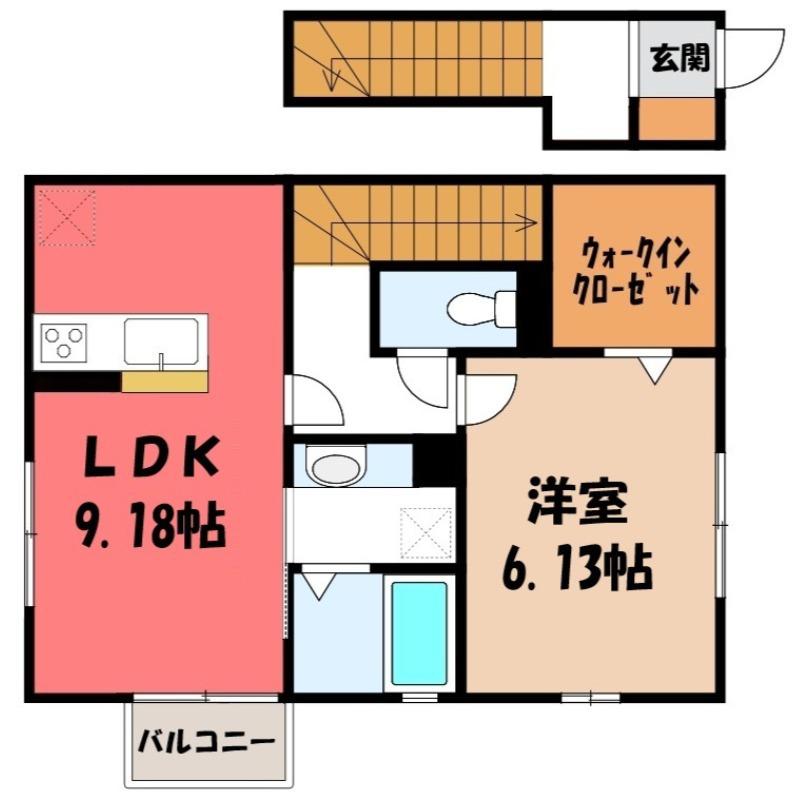 グラシア(1LDK/2階)の間取り写真