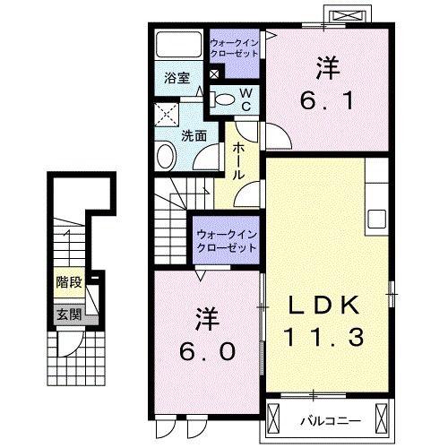 ノース プラシャーンティ(2LDK/2階)の間取り写真